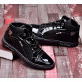 Black PU Patent Leather Men Shoes with Lace up (YN-25)